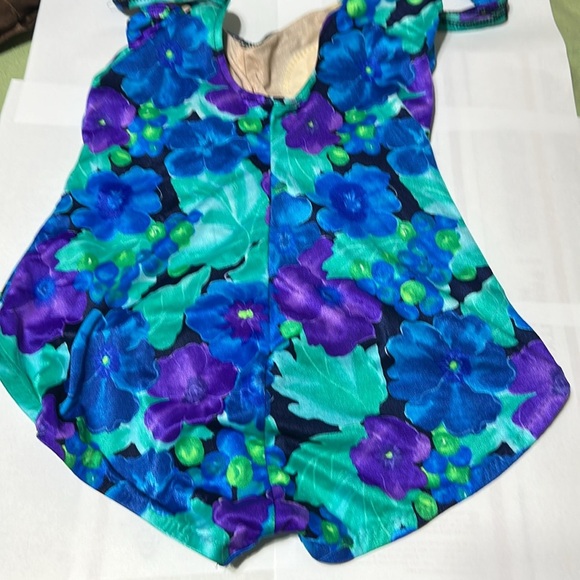 LE COVE Cove Blue and Purple One Piece Swimsuit with Sweetheart Neckline - Picture 5 of 5